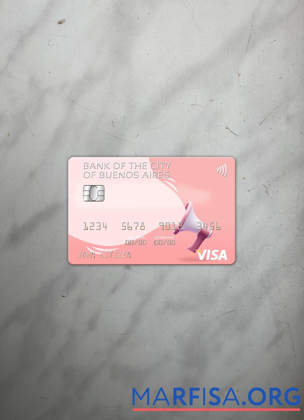 Downloadable Argentina Bank of the City of Buenos Aires visa card photolook front example